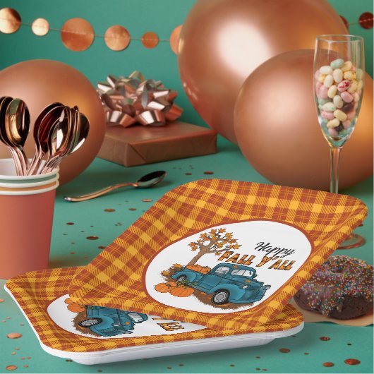 cooler Fall karierte Saison LKW Party Papier Telle Pappteller (Multi)