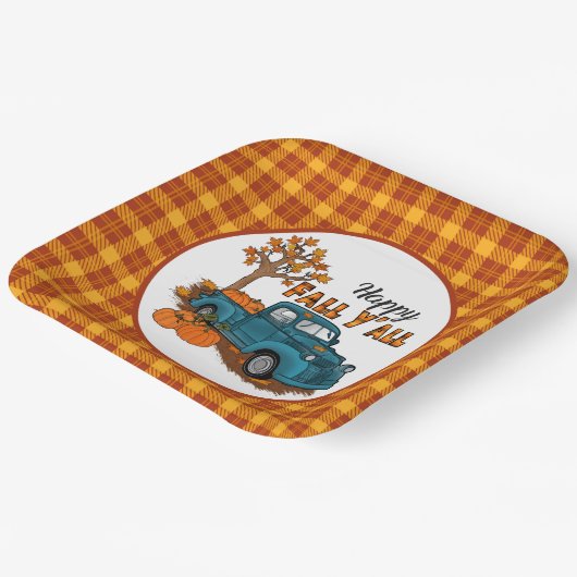 cooler Fall karierte Saison LKW Party Papier Telle Pappteller (Gewinkelt)