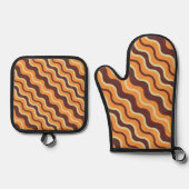 Cooler Fall Saisonale Wavy Line Küche Ofenhandschuh & Topflappen-Set (Vorderseite)