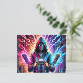 Cooler farbenfroher Gamer-Junge Postkarte (Stehend Vorderseite)