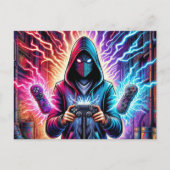 Cooler farbenfroher Gamer-Junge Postkarte (Vorderseite)