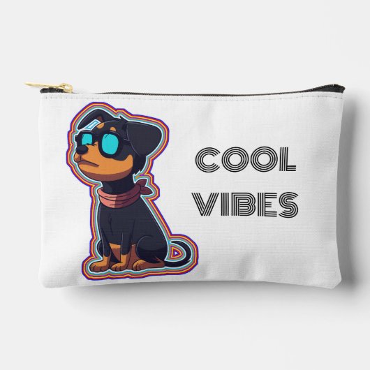 Cooler, farbenfroher, lebendiger Hund in Brille Zubehörtasche (Vorderseite)
