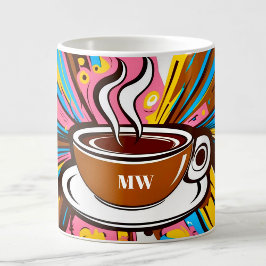 Cooler, farbenfroher Pop Art mit eigenen Initialen Kaffeetasse