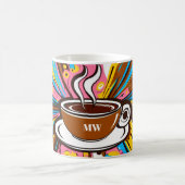 Cooler, farbenfroher Pop Art mit eigenen Initialen Kaffeetasse (Mittel)