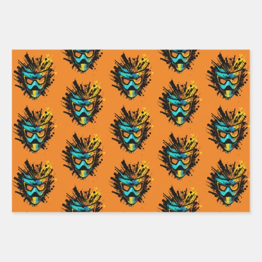 Cooler farbiger Paintball-Maske Blast-Spritzer Geschenkpapier Set (Vorderseite 3)