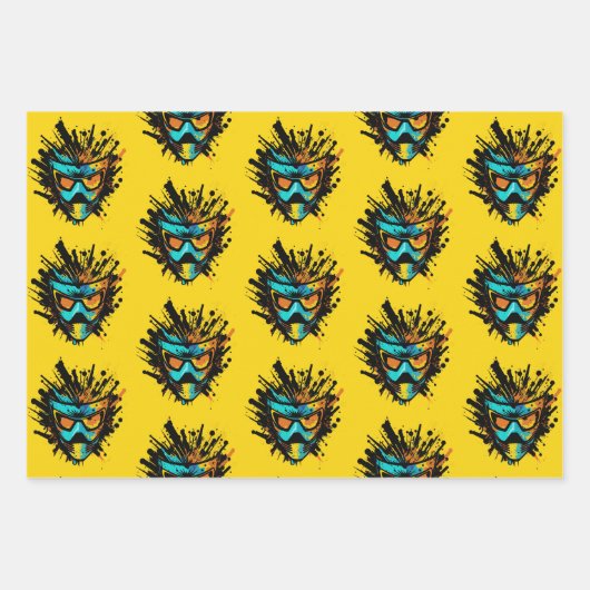 Cooler farbiger Paintball-Maske Blast-Spritzer Geschenkpapier Set (Vorderseite 2)