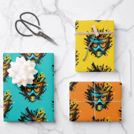 Cooler farbiger Paintball-Maske Blast-Spritzer Geschenkpapier Set