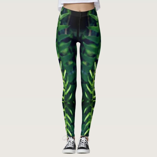 Cooler Farn-Blatt-Druck auf Leggins (Vorderseite)