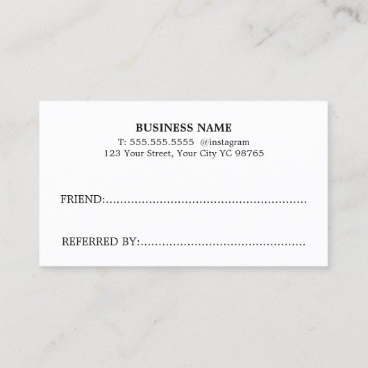 Cooler, feiner Pastell Weißer Schönheitssalon Empfehlungskarte (Rückseite)