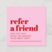 Cooler, feiner rosafarbener Salon Empfehlungskarte (Vorderseite)