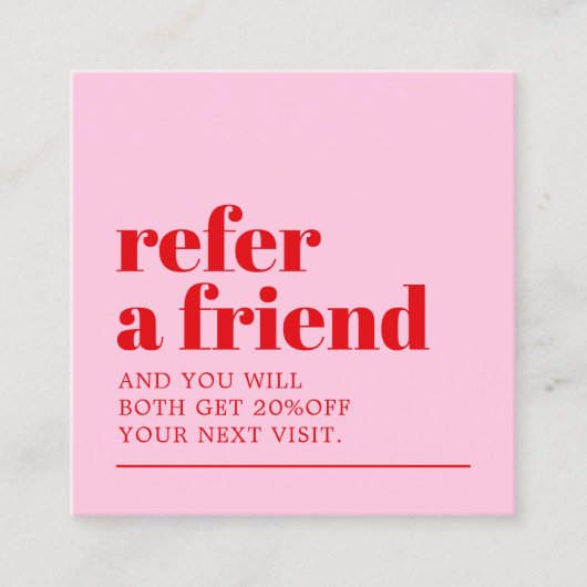 Cooler, feiner rosafarbener Salon Empfehlungskarte (Vorderseite)