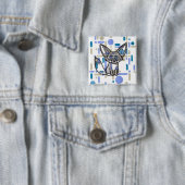 Cooler Fennec Fuchs mit Sonnenbrille Blau Geometri Button (Beispiel)