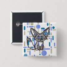 Cooler Fennec Fuchs mit Sonnenbrille Blau Geometri