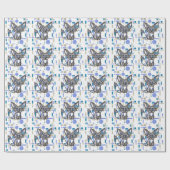 Cooler Fennec-Fuchs mit Sonnenbrille Blau geometri Geschenkpapier (Flach)