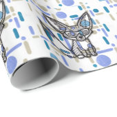Cooler Fennec-Fuchs mit Sonnenbrille Blau geometri Geschenkpapier (Rolleneckpunkt)