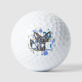 Cooler Fennec-Fuchs mit Sonnenbrille Blau geometri Golfball