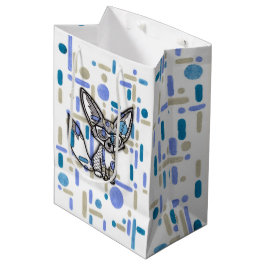 Cooler Fennec-Fuchs mit Sonnenbrille Blau Geometri Mittlere Geschenktüte