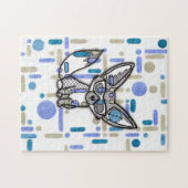 Cooler Fennec Fuchs mit Sonnenbrille Blau geometri Puzzle (Horizontal)