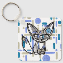 Cooler Fennec Fuchs mit Sonnenbrille Blau Geometri