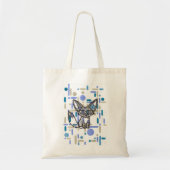 Cooler Fennec-Fuchs mit Sonnenbrille Blau geometri Tragetasche (Vorne)
