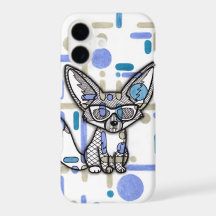 Cooler Fennec Fuchs mit Sonnenbrille Blaue geometr