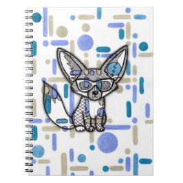 Cooler Fennec-Fuchs mit Sonnenbrille Blaue geometr Notizblock