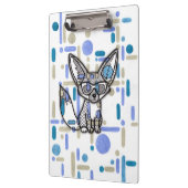 Cooler Fennec-Fuchs mit Sonnenbrille Blaues geomet Klemmbrett (Links)