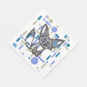 Cooler Fennek Fuchs mit Sonnenbrille Blau Geometri Serviette (Ecke)