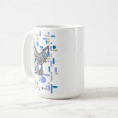 Cooler Fennek-Fuchs mit Sonnenbrille Blaue geometr Kaffeetasse (Vorderseite Links)