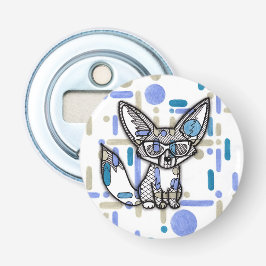 Cooler Fennek Fuchs mit Sonnenbrille Blaues geomet Flaschenöffner