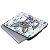 Cooler Fennek-Fuchs mit Sonnenbrille Blaues geomet Laptopschutzhülle (Vorne Knopf)