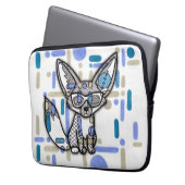 Cooler Fennek-Fuchs mit Sonnenbrille Blaues geomet Laptopschutzhülle (Vorderseite Links)