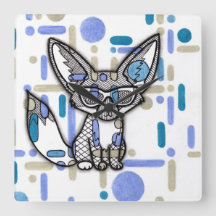 Cooler Fennekfuchs mit Sonnenbrille Blau geometris