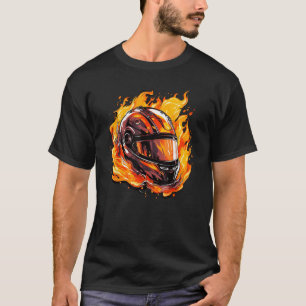 Cooler Feuer- und Flammenmotorrad-Helm für Fahrrad T-Shirt