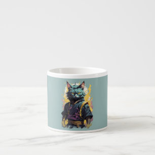 Cooler Feuerschlag Grau Ninja Katzenkämpfer Espressotasse