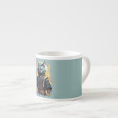 Cooler Feuerschlag Grau Ninja Katzenkämpfer Espressotasse (Vorderseite Rechts)