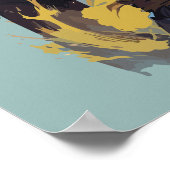 Cooler Feuerschlag Grau Ninja Katzenkämpfer Poster (Ecke)