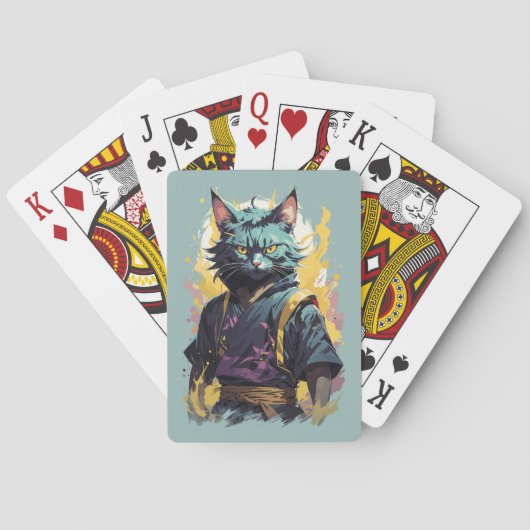 Cooler Feuerschlag Grau Ninja Katzenkämpfer Spielkarten (Rückseite)