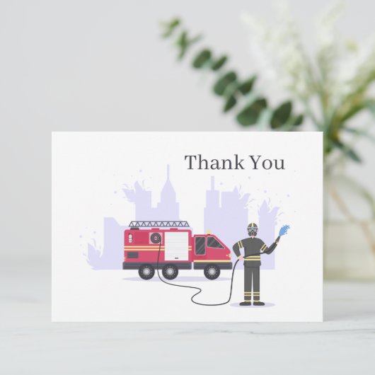 cooler Feuerwehrmann füge Stimmung hinzu  Dankeskarte (Stehend Vorderseite)