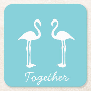 Cooler Flamingo Couple Paper Untersetzer