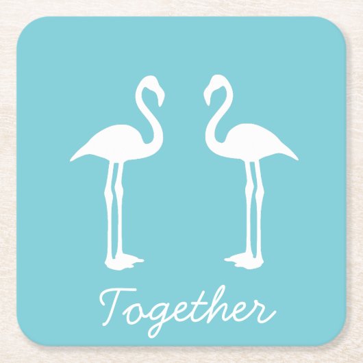 Cooler Flamingo Couple Paper Untersetzer (Vorderseite)