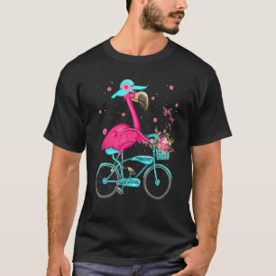Cooler Flamingo, der ein Fahrrad fährt, Radfahrend T-Shirt