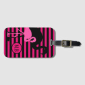 Cooler Flamingo-schwarzes und rosa Gepäckanhänger (Vorderseite (Horizontal))