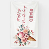 Cooler floraler Happy Birthday Ice Cream Party Banner (Vertikal)
