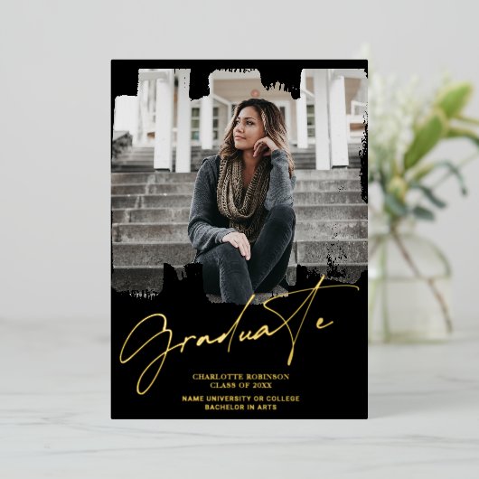 Cooler Foto-Abschluss Folieneinladung (Stehend vorne)