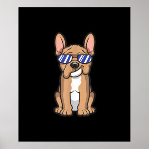 cooler Franzose Französische Bulldogge Sonnenbrill Poster