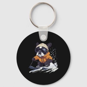 Cooler Französischer Bulldogge Skifahren Winter Lu Schlüsselanhänger