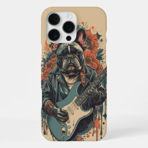 Cooler französischer Bulldoggen-Gitarrist Rock-Mus iPhone 16 Pro Max Hülle