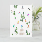 Cooler Freeride Snowboarders Happy Birthday Einladung (Stehend Vorderseite)