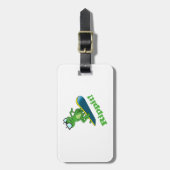 Cooler Frosch auf einem Snowboard, Gepäckanhänger (Vorderseite vertikal)